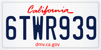 CA license plate 6TWR939