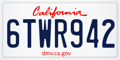 CA license plate 6TWR942