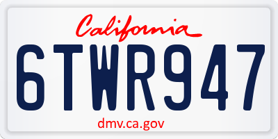 CA license plate 6TWR947