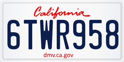 CA license plate 6TWR958
