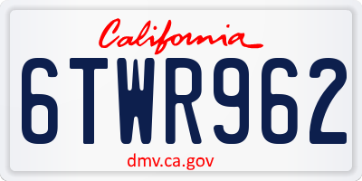 CA license plate 6TWR962