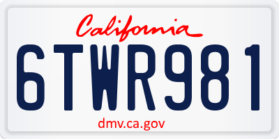 CA license plate 6TWR981