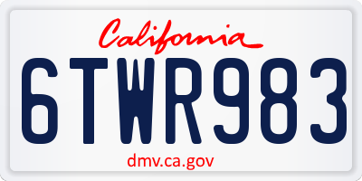CA license plate 6TWR983