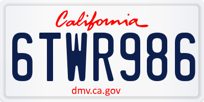CA license plate 6TWR986