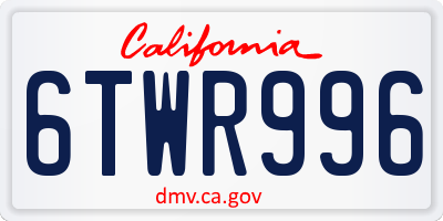 CA license plate 6TWR996