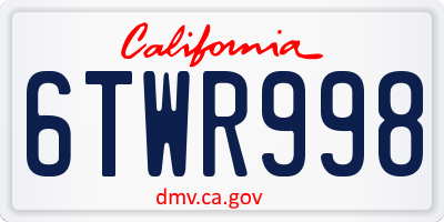 CA license plate 6TWR998