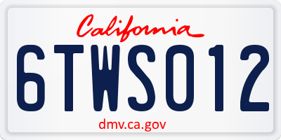 CA license plate 6TWS012