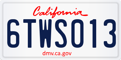 CA license plate 6TWS013