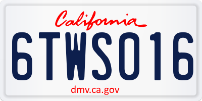 CA license plate 6TWS016