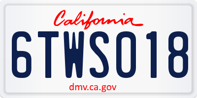 CA license plate 6TWS018