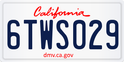 CA license plate 6TWS029