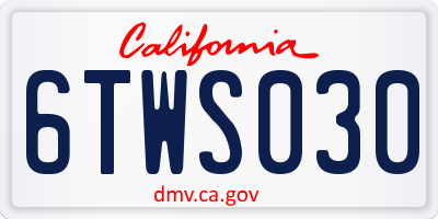 CA license plate 6TWS030