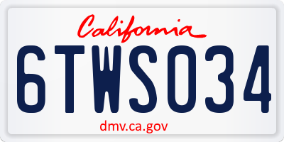 CA license plate 6TWS034