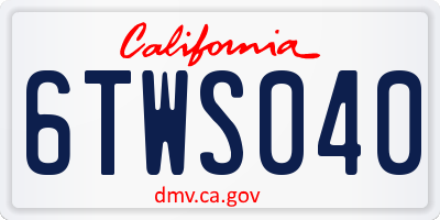 CA license plate 6TWS040