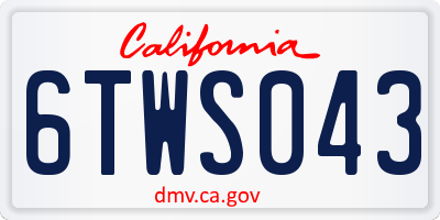 CA license plate 6TWS043