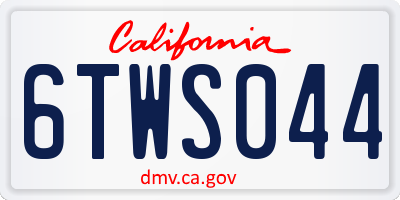 CA license plate 6TWS044