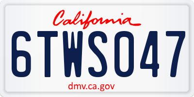 CA license plate 6TWS047