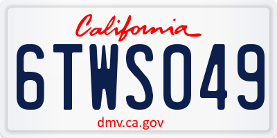 CA license plate 6TWS049