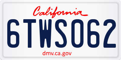 CA license plate 6TWS062