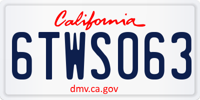 CA license plate 6TWS063