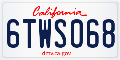 CA license plate 6TWS068
