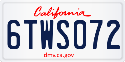 CA license plate 6TWS072