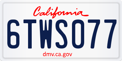 CA license plate 6TWS077