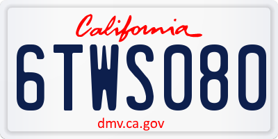 CA license plate 6TWS080