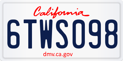 CA license plate 6TWS098