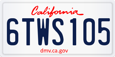 CA license plate 6TWS105