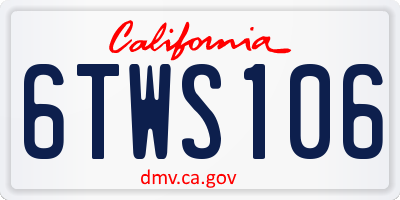 CA license plate 6TWS106