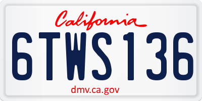 CA license plate 6TWS136