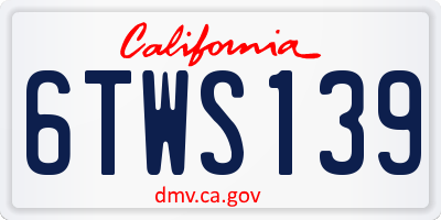 CA license plate 6TWS139
