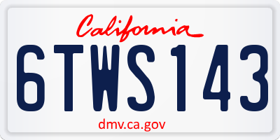 CA license plate 6TWS143