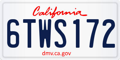 CA license plate 6TWS172