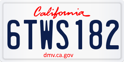 CA license plate 6TWS182
