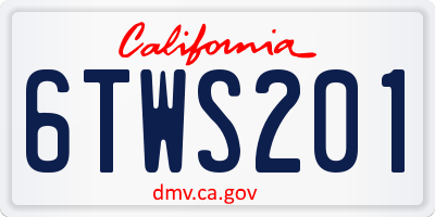 CA license plate 6TWS201