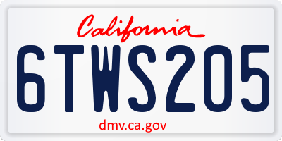 CA license plate 6TWS205