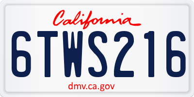 CA license plate 6TWS216