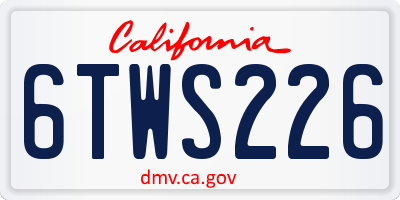 CA license plate 6TWS226