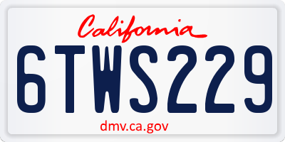 CA license plate 6TWS229