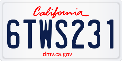 CA license plate 6TWS231