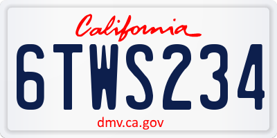CA license plate 6TWS234