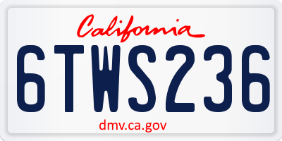 CA license plate 6TWS236