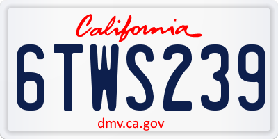 CA license plate 6TWS239