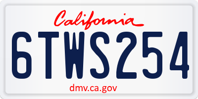CA license plate 6TWS254