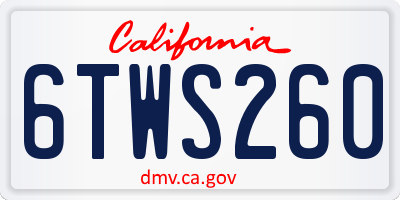 CA license plate 6TWS260