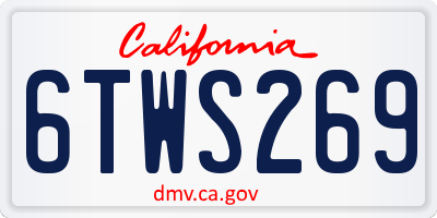 CA license plate 6TWS269