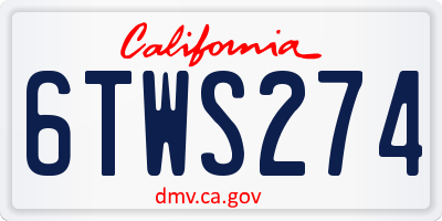 CA license plate 6TWS274