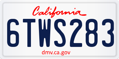 CA license plate 6TWS283